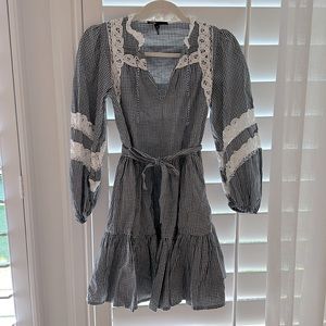 Maje navy and white gingham dress